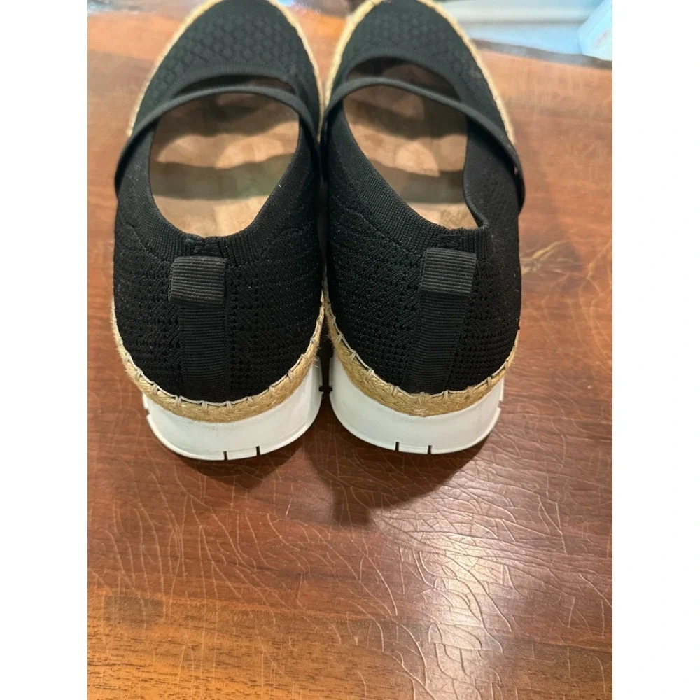 Adrienne Vittadini Sport Espadrille Slip-On Shoes Size 9‎ Women's Black Knit_2